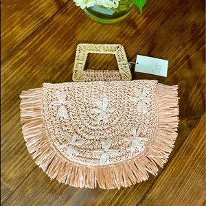 Half Moon Wicker Blush Boho Bag